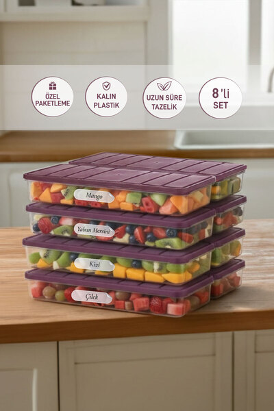 SELKA HOME 8 Adet 1 Lt. Nora Organizer Buzdolabı Buzluk Düzenleyici Saklama Kabı