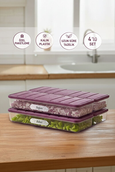 Selka 4 Adet 1 Lt. Nora Organizer Buzdolabı Buzluk Düzenleyici Saklama Kabı