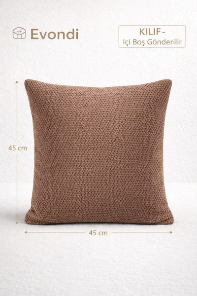 Evondi Dokulu Silinebilir Kumaş Kırlent Kılıfı 45×45 Taba – 1 Adet