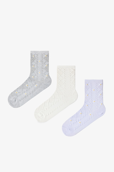 Penti Pink/Grey Daisy Dream 3-Piece Socks