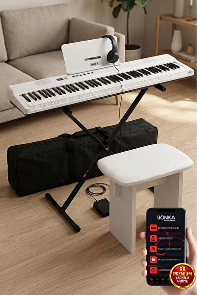 Midex Plx-120wh-st Katlanır Taşınabilir Dijital Piyano Tuş Hassasiyetli Full Set