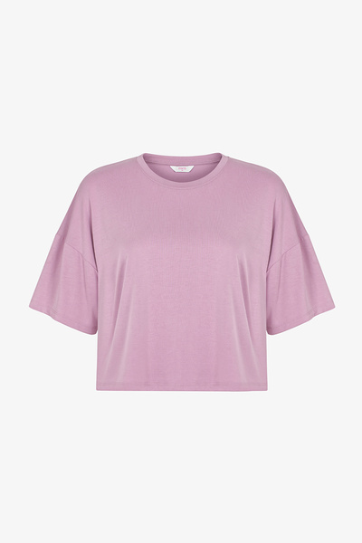 Penti Light Lilac Modal Crop Slit T-Shirt