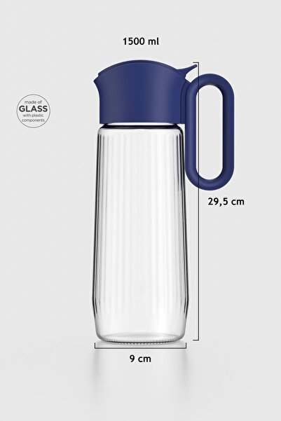 Renga Luvia 1500 ml Cam Gravürlü Sürahi 111034 Mavi