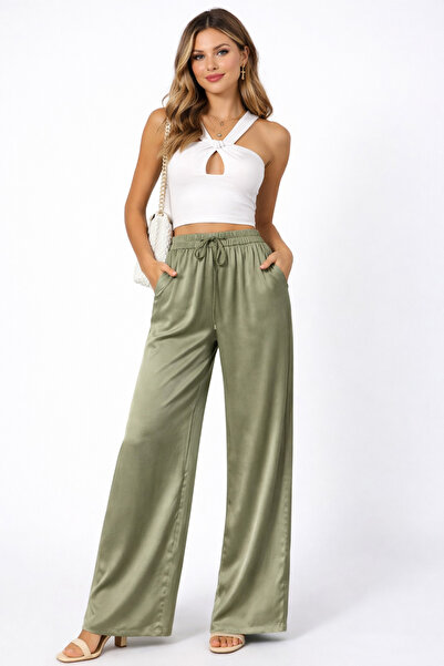 kikiriktekstil 10964 Γυναικείο ψηλόμεσο παντελόνι Palazzo με ελαστική μέση κα...