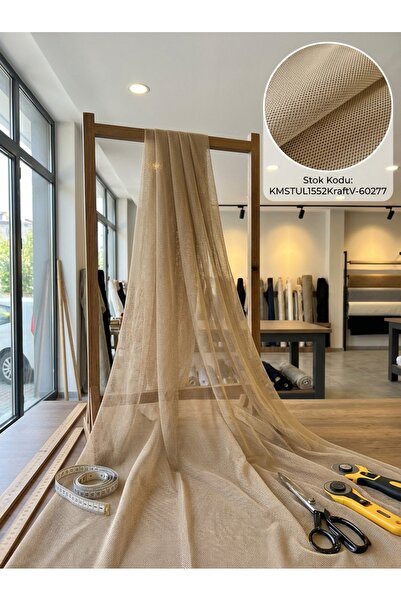 LEVENT ÖZEL Dekoratif Keten Efektli Tül Perdelik Kumaş 100en300boy