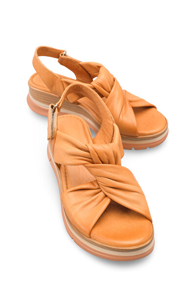 Solo Bag Sandale casual elegante pentru femei, din piele naturală, maro, cu d...