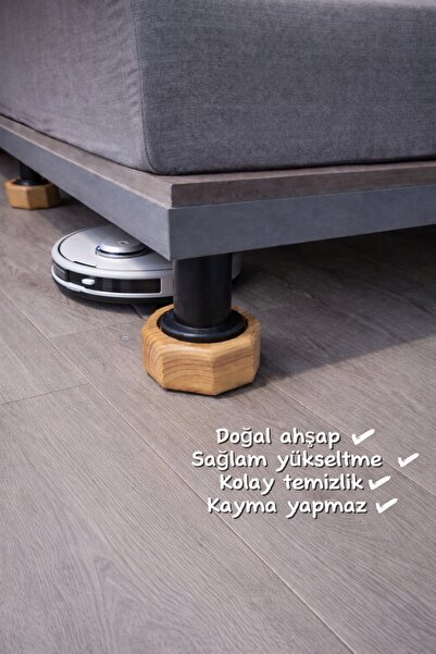 iDekor Robot Süpürge İçin Doğal Ahşap Baza Yükseltici ” 3,5 cm Yükseltir | Oy...