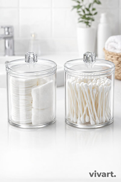 F BLACKSTONE Set de bumbac recipiente transparente pentru căști și bețișoare ...