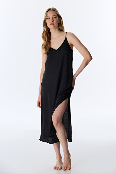 Penti Black Lilah Satin Nightgown