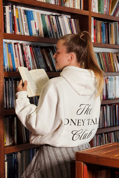 Le'Sluette Γυναικείο φούτερ oversized βαμβακερό με τύπωμα Money Talks Club Λευκό