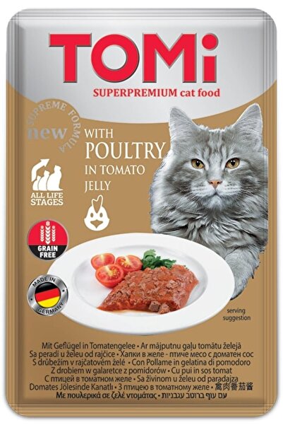 Tomi Kümes Hayvanlı ve Domatesli Pouch Yetişkin Konserve Kedi Maması 100 Gr