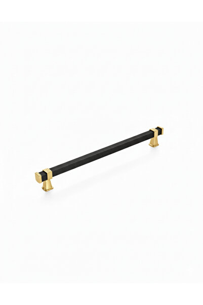 İNTERİO KARE SİYAH-ALTIN METAL KULP 192 MM (19.2CM ) MOBİLYA KULPU,DOLAP KULP...