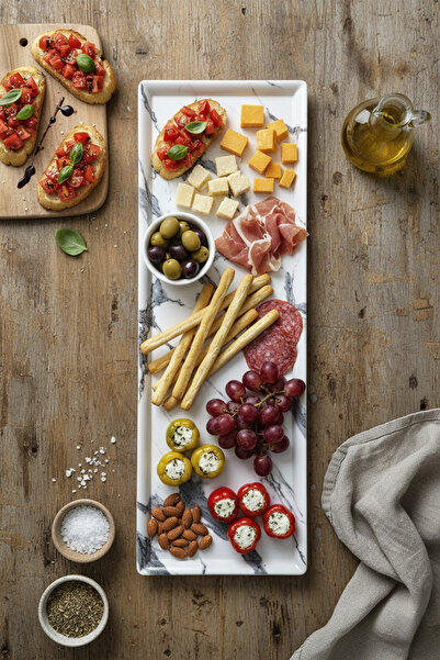 Külsan 105816.WM - Mayammar White Marble Mermer Efektli Dikdörtgen Tabak 58x1...