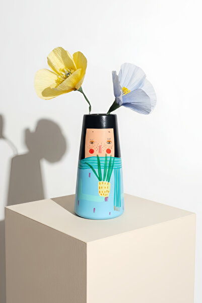 ARİENEL Seria Arienel Girls - Vasă unică din ceramică iconică, 21x10 cm, mult...