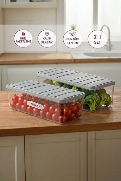 SELKA HOME 2 قطعة سعة 2 لتر. حاوية تخزين منظمة للثلاجة من نورا