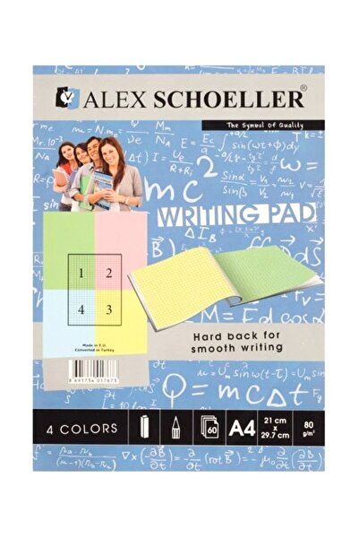 Alex Schoeller A4 цветен тефтер 80 gsm, квадратен, 60 листа