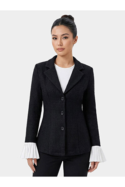 Take Two By Styli Tweed Look Pleated Cuff Blazer