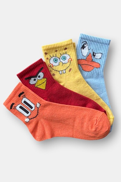 Esinti Men's Women's Socks Unisex Colorful Patterned College Socks 4 Pieces