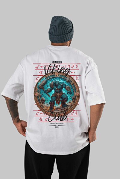 Ankhises Μπλουζάκι Hrungnir με στάμπα στην πλάτη, λευκό, oversized, ανδρικό κ...