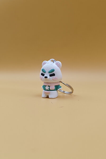 Rodopiva سلسلة مفاتيح على شكل دب قطبي متحرك - حلية متحركة لتزيين الحقائب