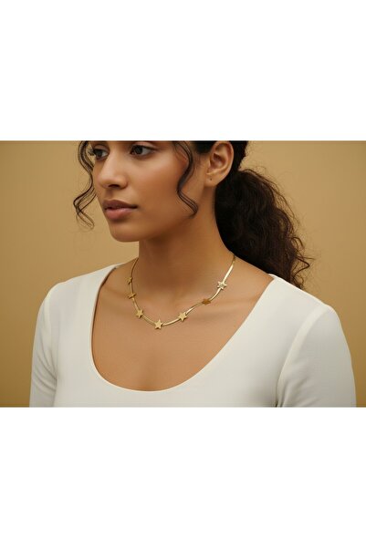 Multi JEWEL Starry Italian Flat Steel Necklace