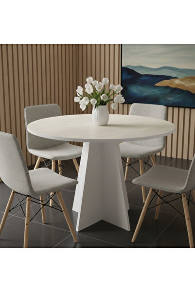 Arvessohome Yıldız İnce Model 90cm Çaplı Yuvarlak Mutfak Masası (SANDALYE YOK)