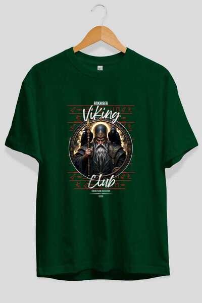 Ankhises Tricou Odin 1 cu imprimeu frontal verde oversize Bărbați Femei Trico...
