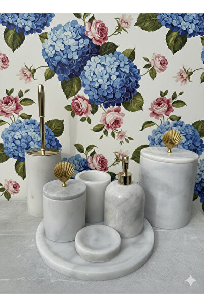 mermer home dekorasyon gri tonlu deniz kabuğu model aksesuarlı beyaz mermer 7...