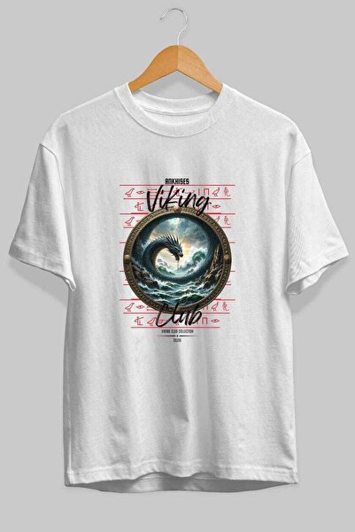 Ankhises Viking Mythology 26 μπροστινό τυπωμένο λευκό μπλουζάκι υπερμεγέθους ...