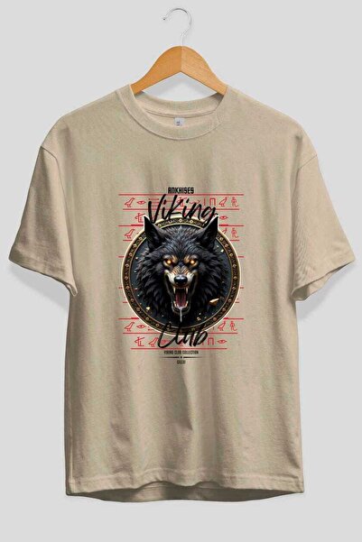 Ankhises Tricou Viking Mythology 27 pre-imprimat bej oversize Bărbați Femei T...