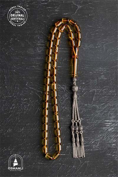 akfeda Sertifikalı Fosilli 8-10 mm Kapsül Kesim Gümüş İmame ve Püsküllü Kehri...