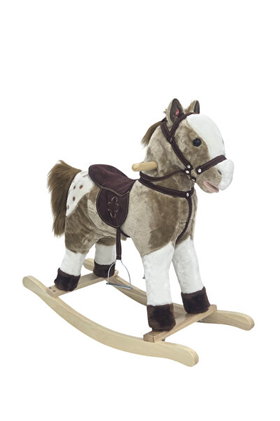 Rally الحصان الهزاز البني والأبيض