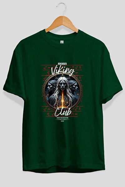 Ankhises Viking Mythology 24 Pre-Printed Green Oversize T-Shirt Men Women Cot...