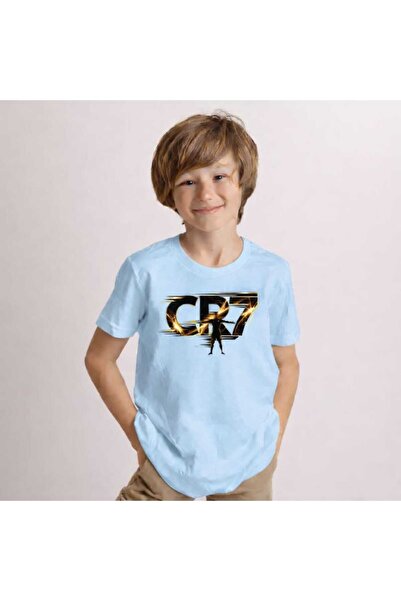 New Shine Cr7 Printed Baby Blue Kids T-Shirt