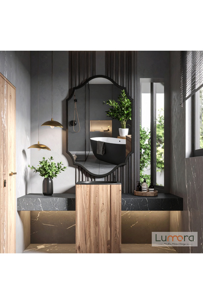lumora mirror design Zayne Modern Siyah Boyalı MDF Çerçeveli Dekoratif Ayna