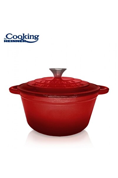 Heinner ENAMELLED CAST IRON PAN+LID 22X9.5CM, 2.9L, RED LINE, COOKING BY