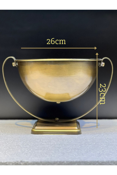 VAZO DEKOR Lüks Eskitme Pirinç Görünümlü Dekoratif Ayaklı Gondol Kase - 26x23 cm