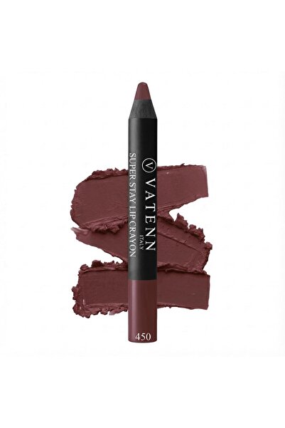 VATENN ITALY super stay lip crayon 450– Non-Dry Smooth Matte Lipstick, Waterp...