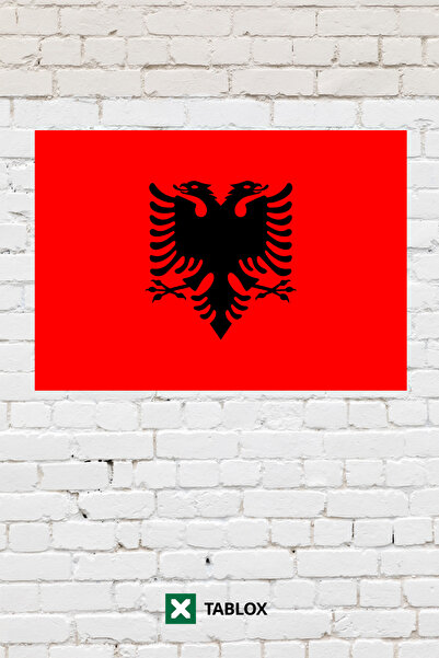 TABLOX Drapelul Țării Albaniei Tablou decorativ cu steagul Tablou din lemn MD...