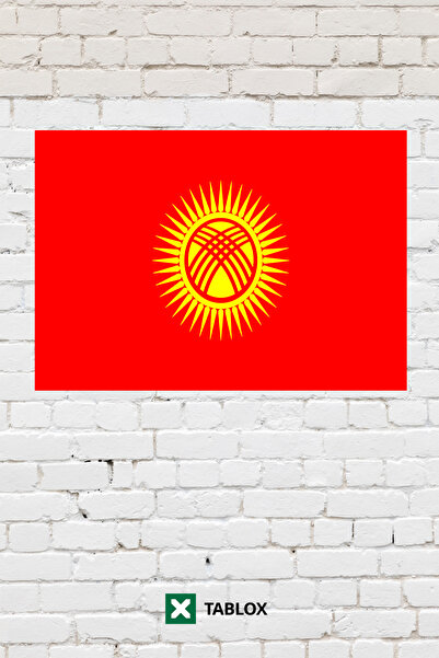 TABLOX Kârgâzstan Drapelul țării Steagul Tablou decorativ Tablou din lemn MDF...