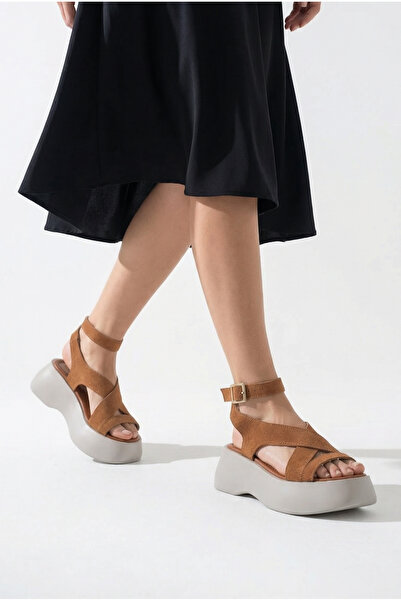 Riccon Women's Sandals 0012810 Tan Leather Textured