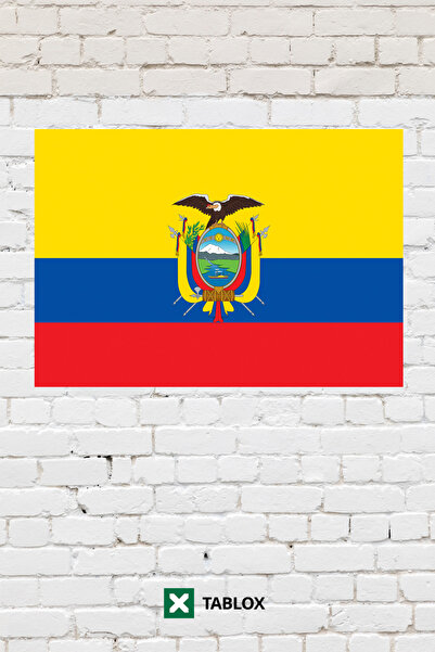 TABLOX Drapelul țării Ecuador, steag decorativ, tablou din lemn MDF, semn str...