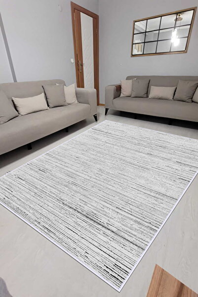 VOPTEKS Gri Halı Salon Halısı Makinede Yıkanabilir Halı Kaymaz Taban Halı