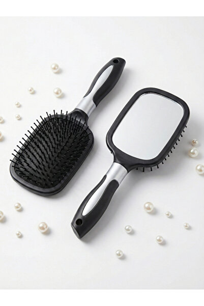 Rayan & Hoor Style Cutie Premium Mirrored Silver Detailed Luxury Hair Brush 🩶 ✨