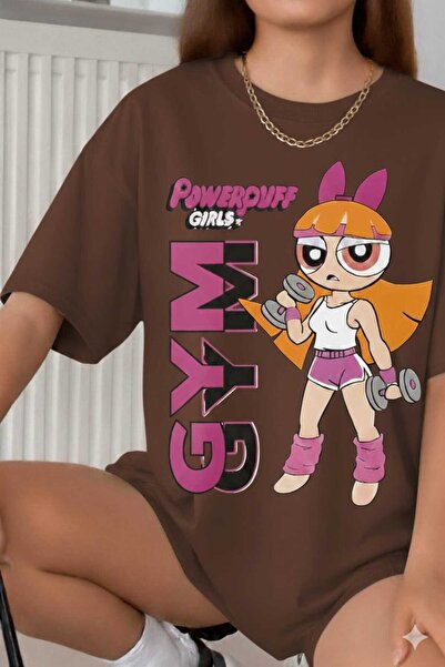 New Shine Powerpuff Girls Printed Brown T-Shirt