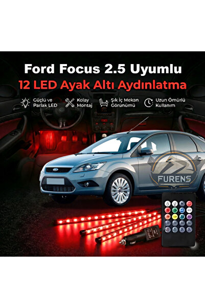 STS Oto Aksesuar Ford Focus 2.5 Uyumlu RGB Ayak Altı LED 12 Led Kumandalı Müz...