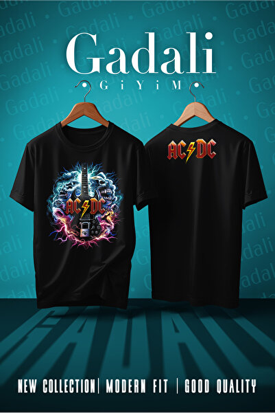 Gadali Unisex Ac/Dc Lightning Guitar Printed T-Shirt