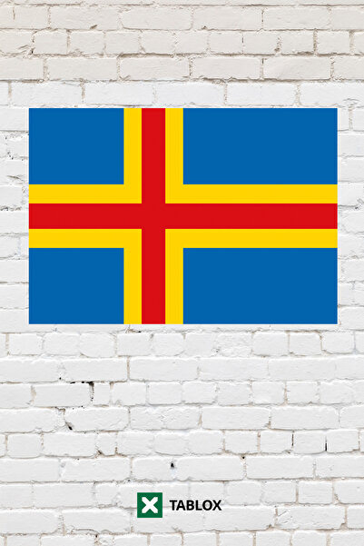 TABLOX Insulele Åland Steagul țării Tablou decorativ cu steagul Tablou din le...