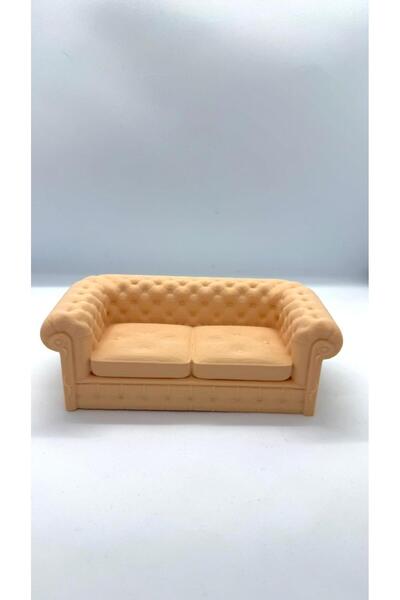 troyaart3d Boyanabilir Minyatür Chester 3’lü Koltuk – Dekoratif Bebek Evi (15...