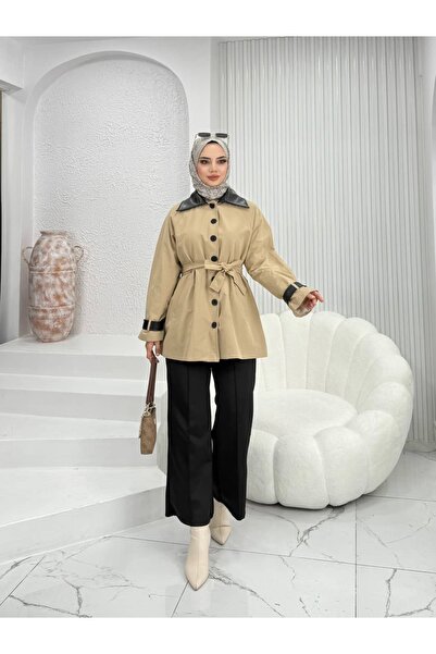 ALLİNOFFİCİAL Deri Detaylı Trençkot